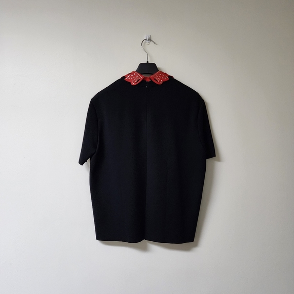 Valentino top with leather collar - Picture 3 of 10